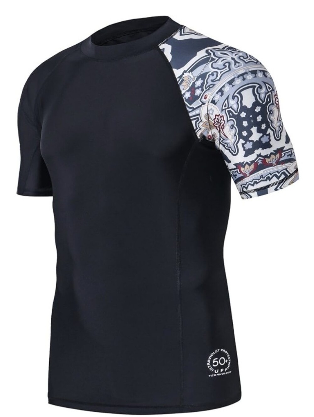 HUGE SPORTS Men's Splice UV Sun Protection UPF 50+ Skins Rash Guard Short Sleeve